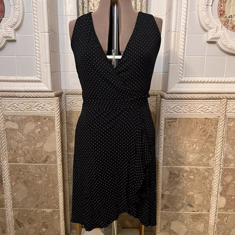 Loft. Sz PL. Jersey Black Polka Dot. Sleeveless Dress or Jumper. Stretch. B73